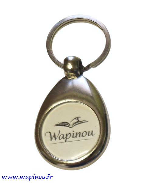 Porte-clé Wapinou blanc - Modèle “Goutte” avec jeton